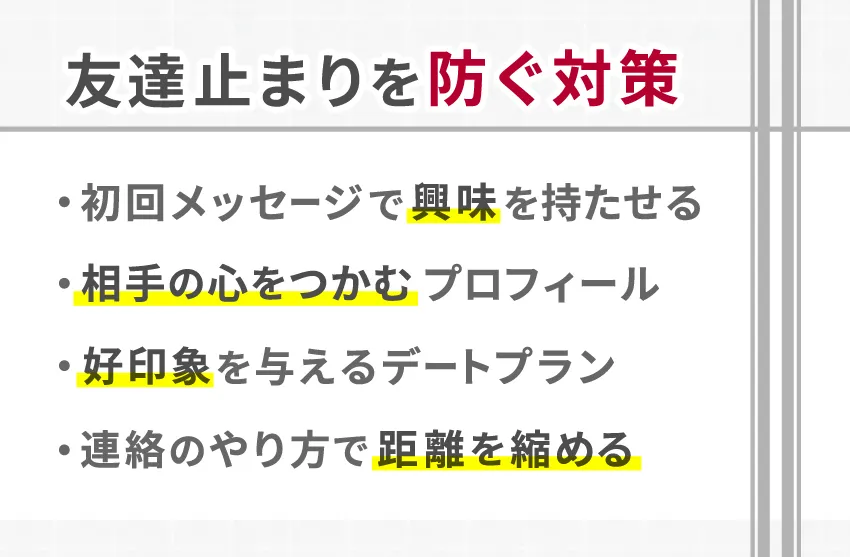 マッチングアプリで友達止まりを防ぐ！すぐにできる具体的な対策