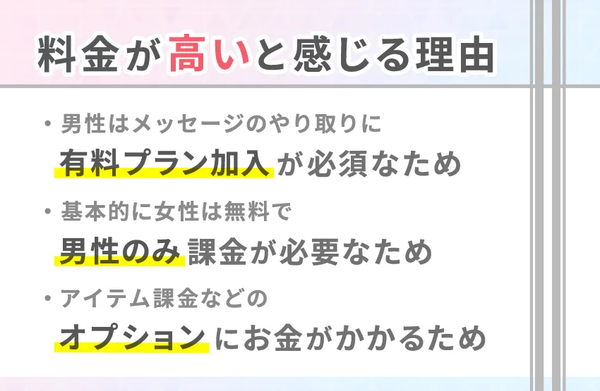 tapple(タップル)の料金が高いと感じる理由