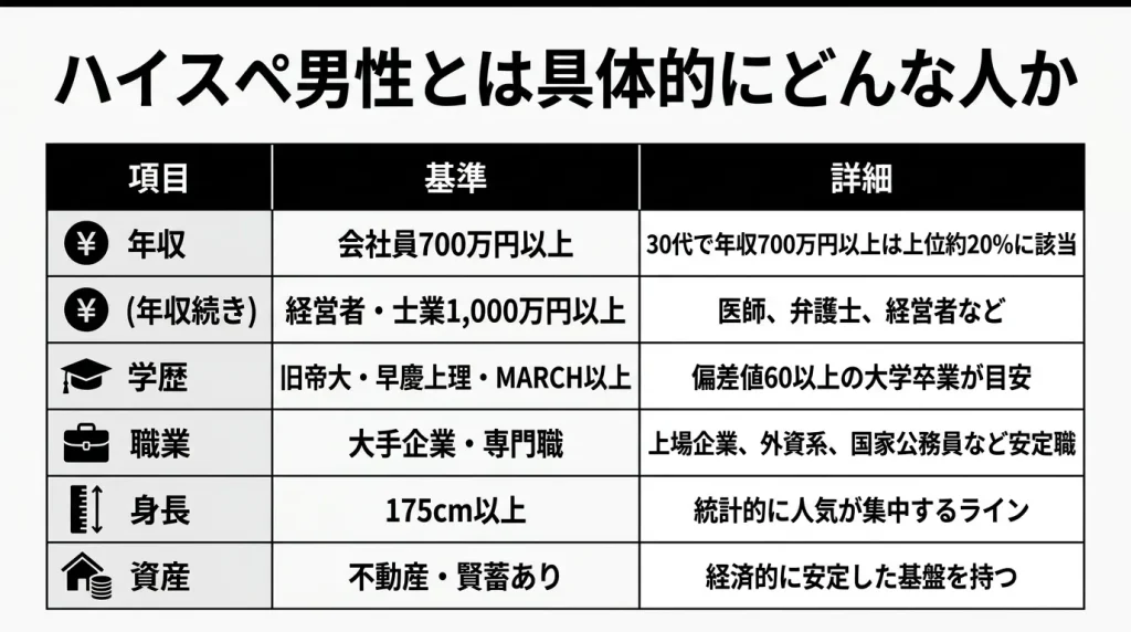 ハイスペ男性とは具体的にどんな人か