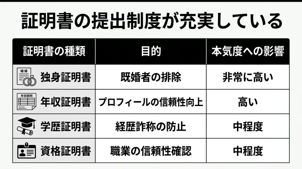 基準1：証明書の提出制度が充実している