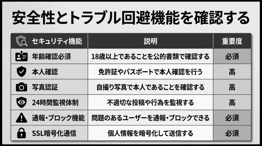 安全性とトラブル回避機能を確認する