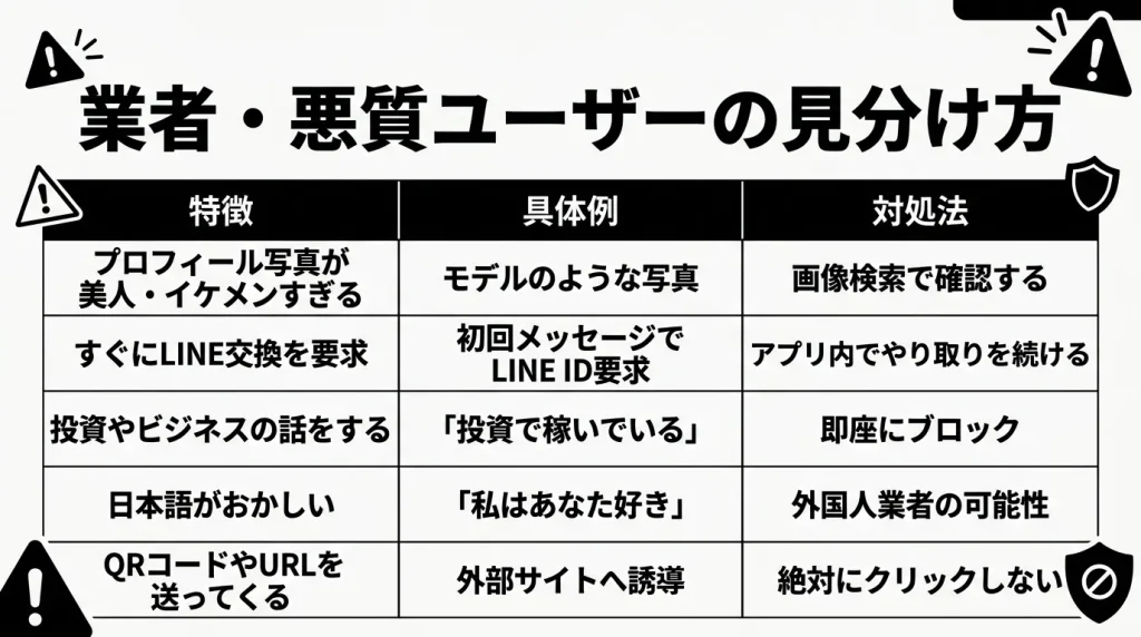 業者・悪質ユーザーの見分け方