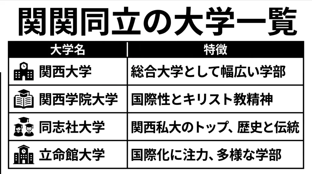 関関同立の大学一覧