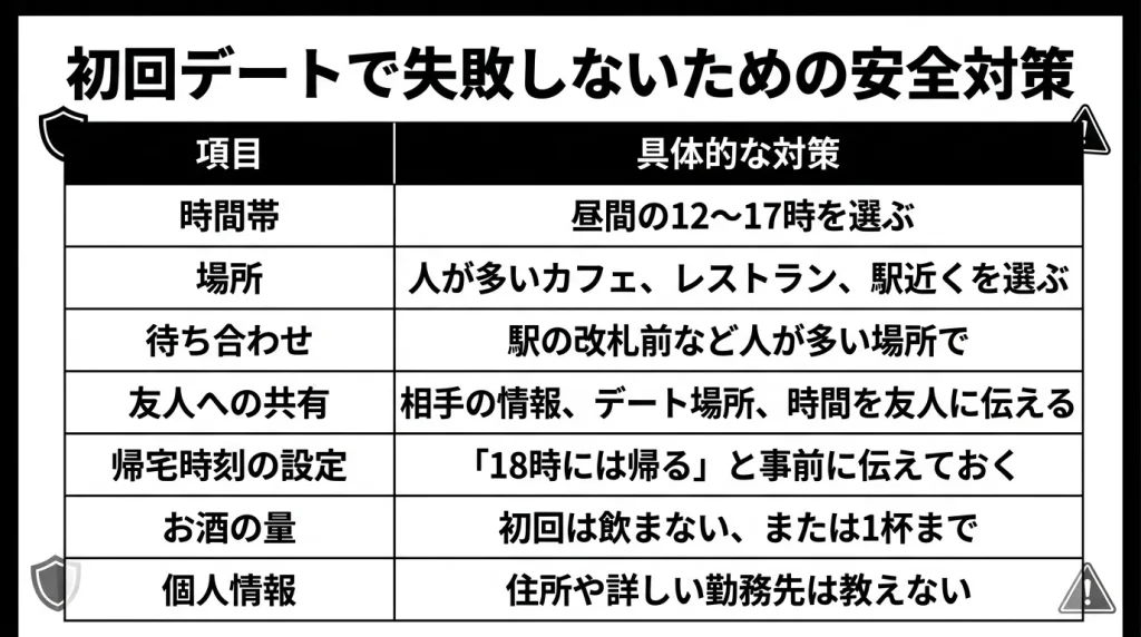 初回デートで失敗しないための安全対策