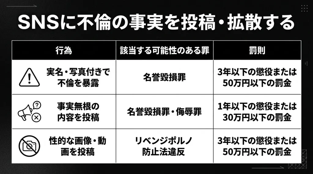 SNSに不倫の事実を投稿・拡散する