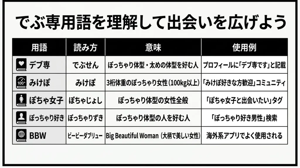 でぶ専用語を理解して出会いを広げよう