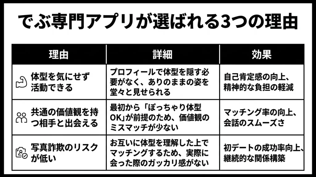 でぶ専門アプリが選ばれる3つの理由