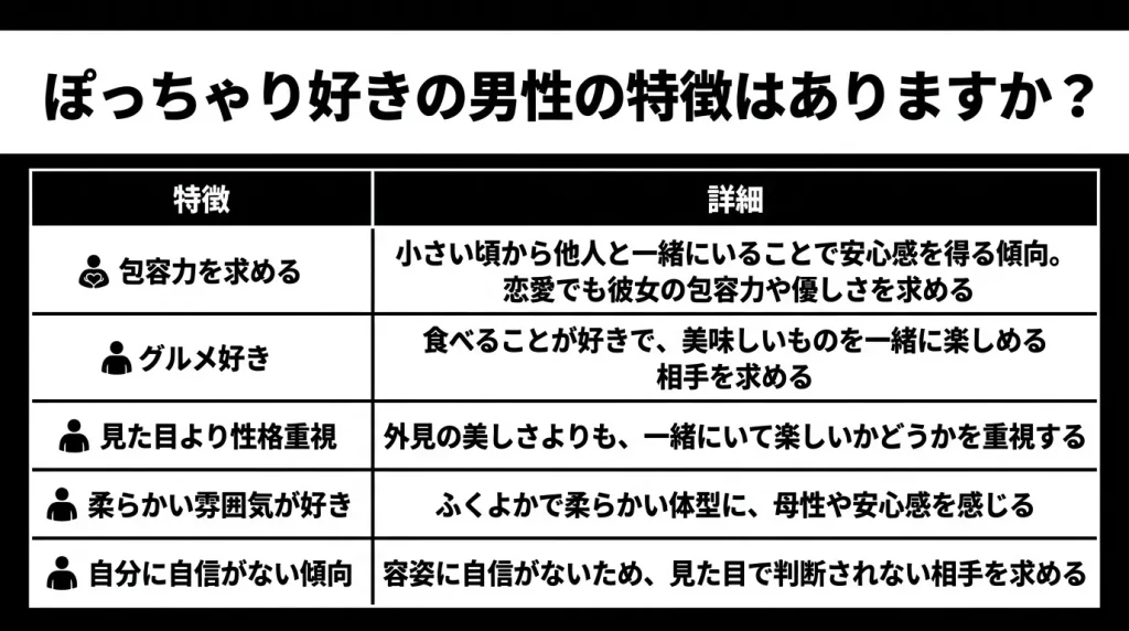 ぽっちゃり好きの男性の特徴はありますか？