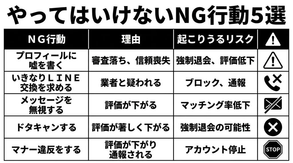 やってはいけないNG行動5選