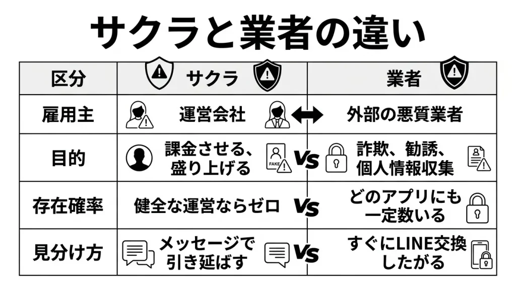 サクラと業者の違い