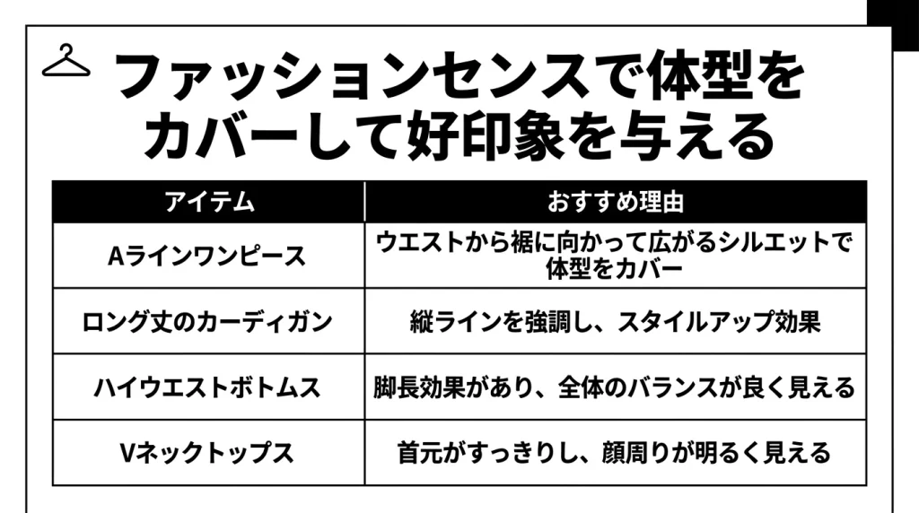 ファッションセンスで体型をカバーして好印象を与える