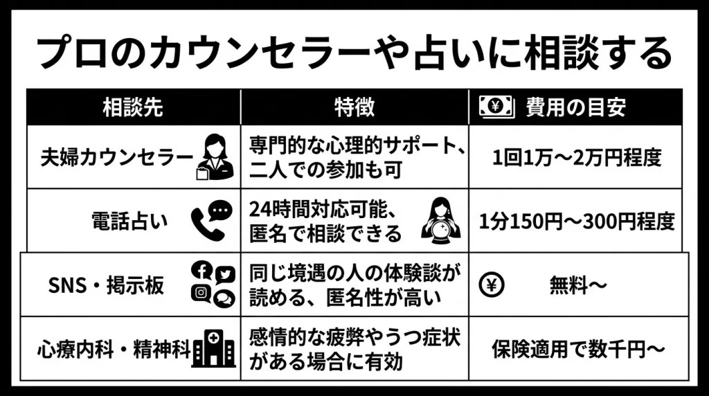 プロのカウンセラーや占いに相談する