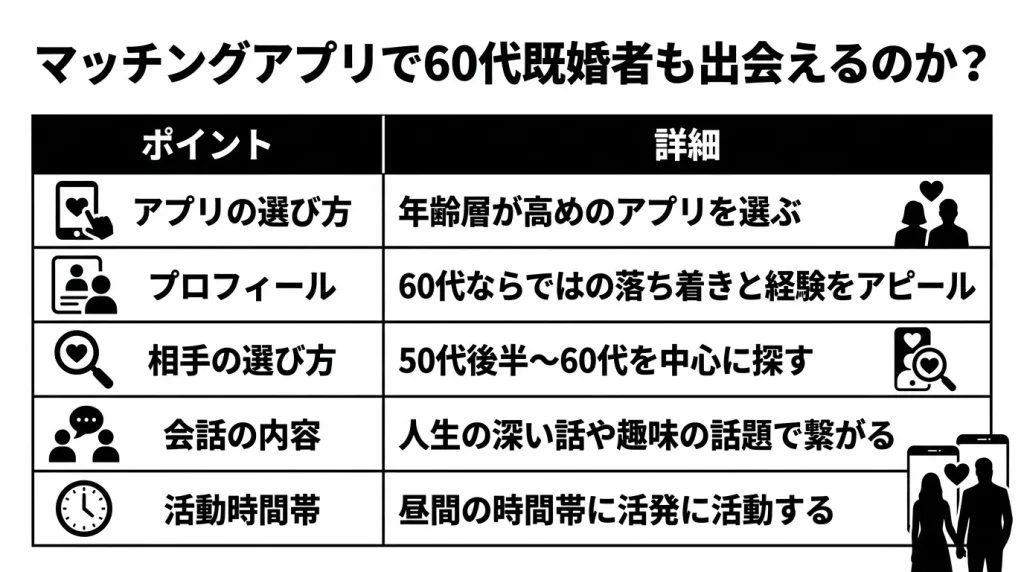 マッチングアプリで60代既婚者も出会えるのか？