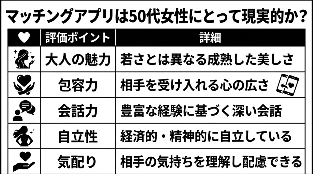 マッチングアプリは50代女性にとって現実的か？