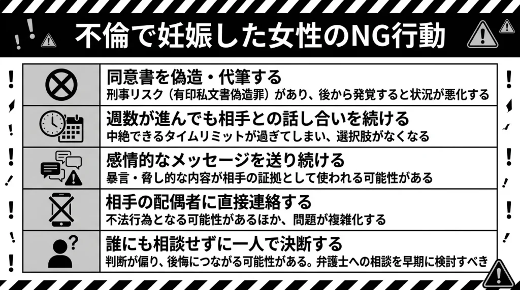 不倫で妊娠した女性のNG行動