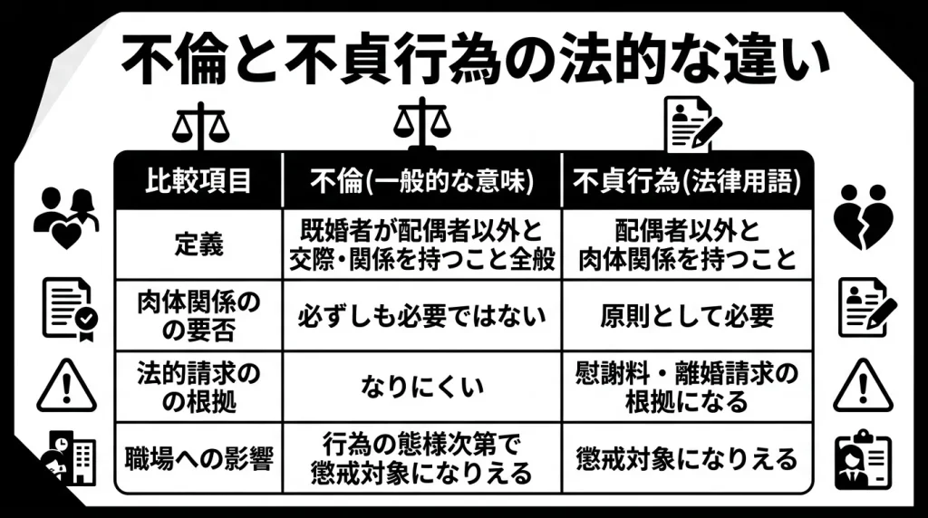 不倫と不貞行為の法的な違い