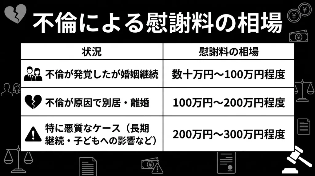 不倫による慰謝料の相場