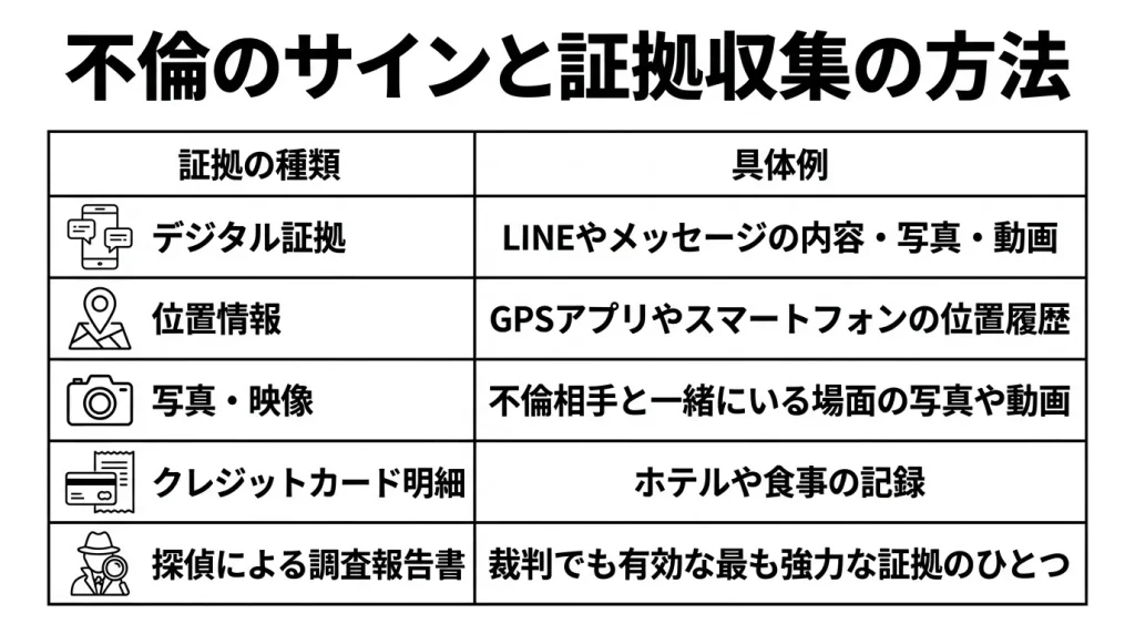 不倫のサインと証拠収集の方法
