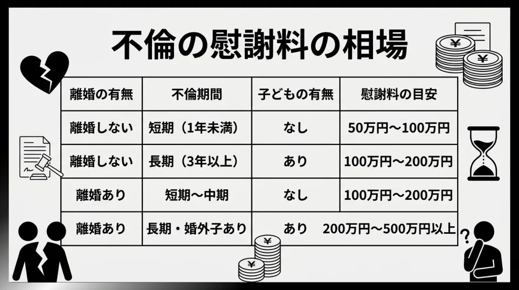 不倫の慰謝料の相場