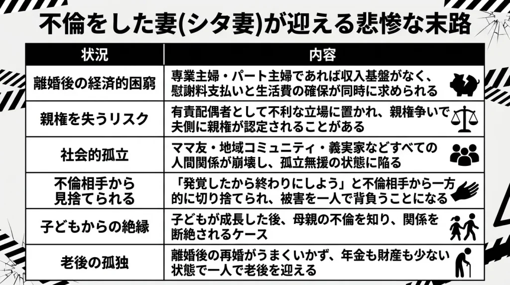 不倫をした妻（シタ妻）が迎える悲惨な末路