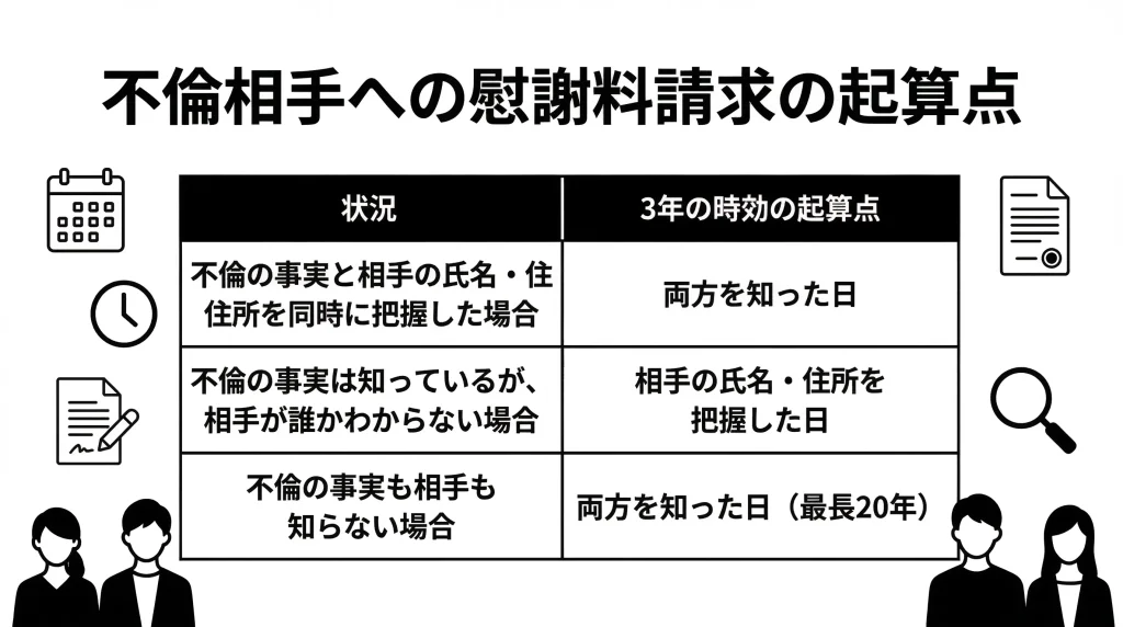 不倫相手への慰謝料請求の起算点