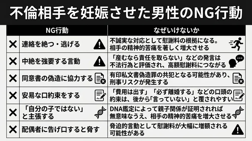 不倫相手を妊娠させた男性のNG行動