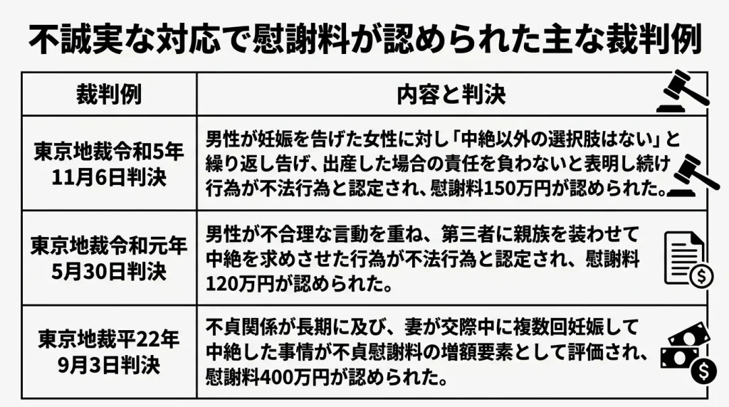 不誠実な対応で慰謝料が認められた主な裁判例