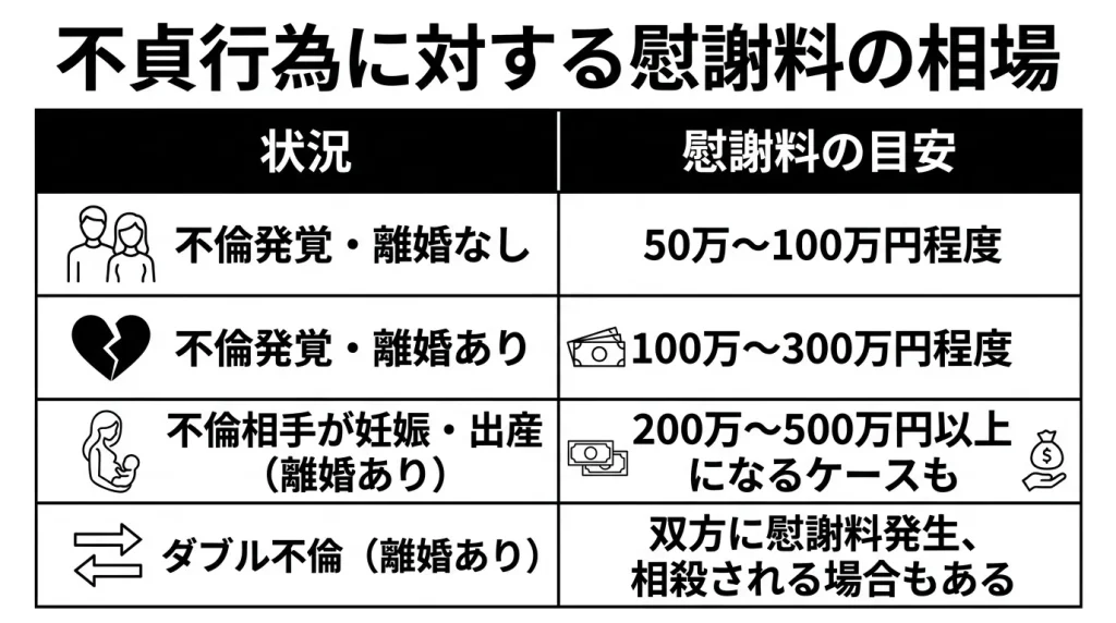 不貞行為に対する慰謝料の相場