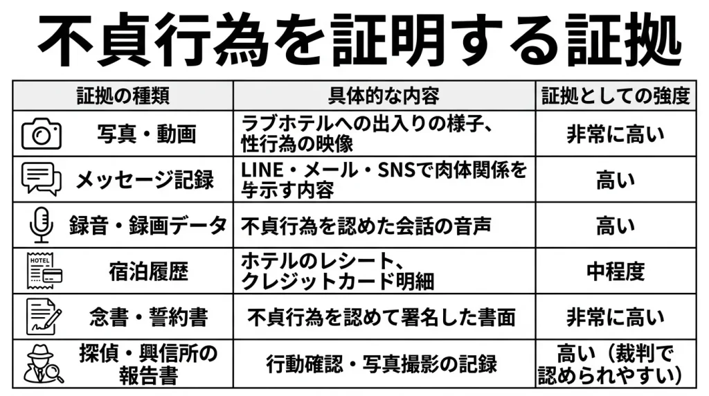 不貞行為を証明する証拠