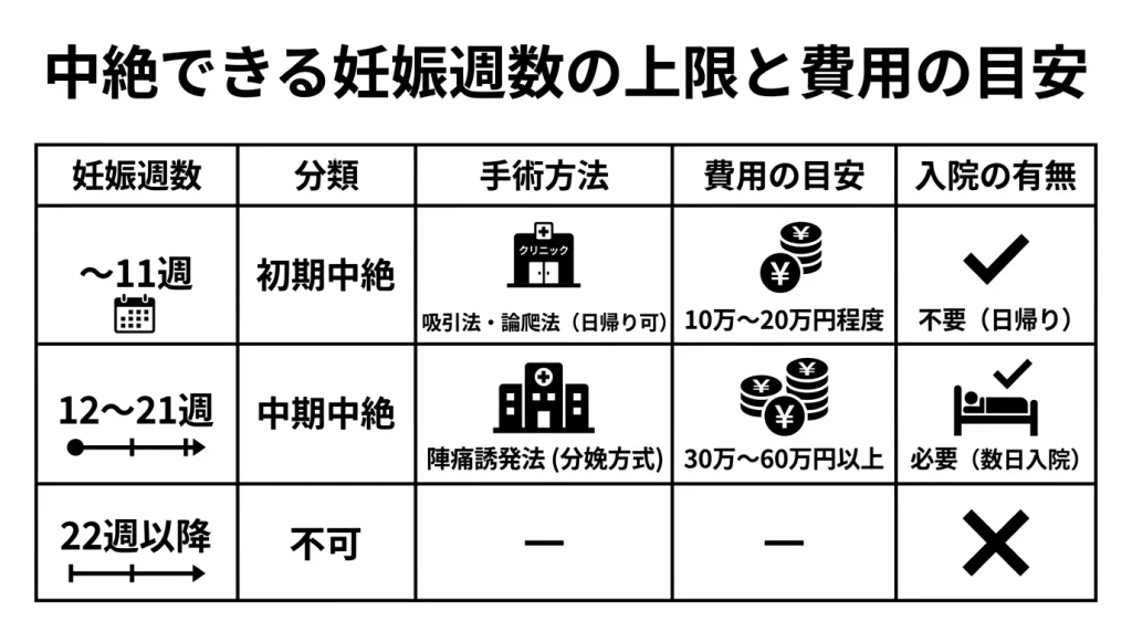 中絶できる妊娠週数の上限と費用の目安
