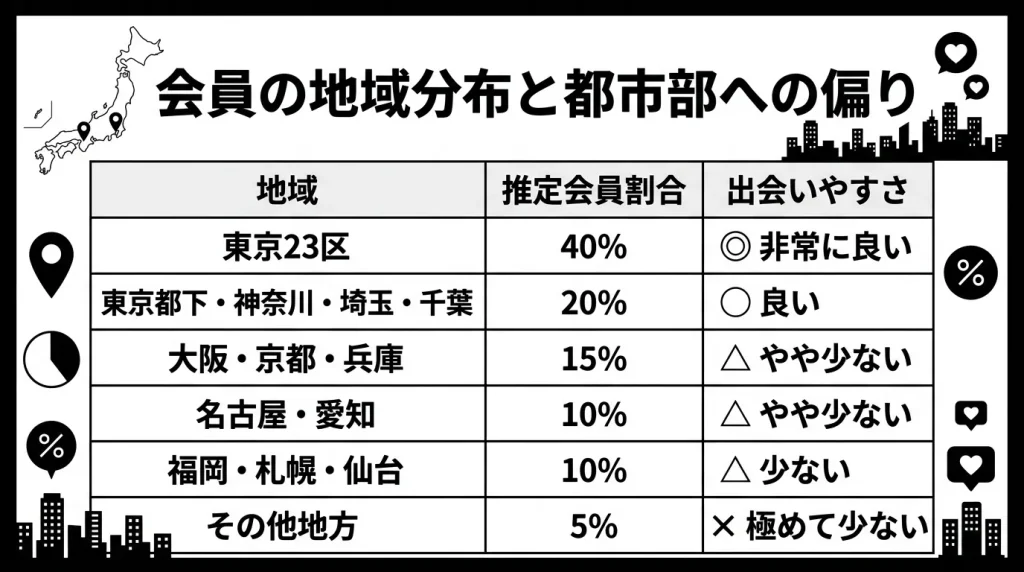 会員の地域分布と都市部への偏り
