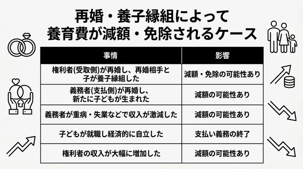 再婚・養子縁組によって養育費が減額・免除されるケース