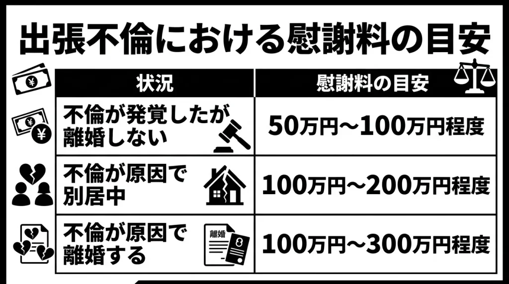出張不倫における慰謝料の目安
