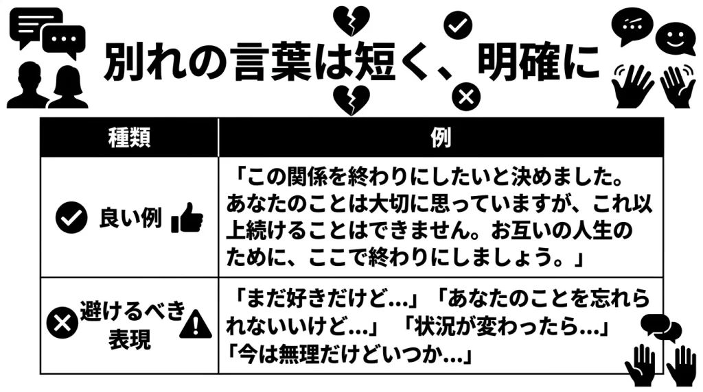 別れの言葉は短く、明確に