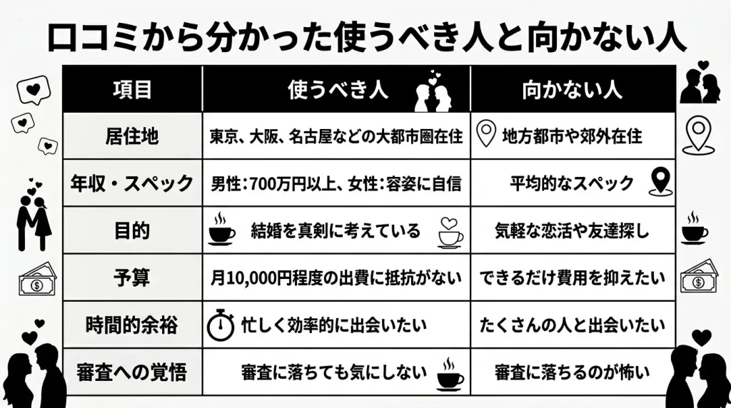 口コミから分かった使うべき人と向かない人