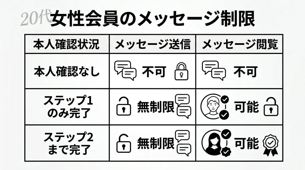 女性会員のメッセージ制限