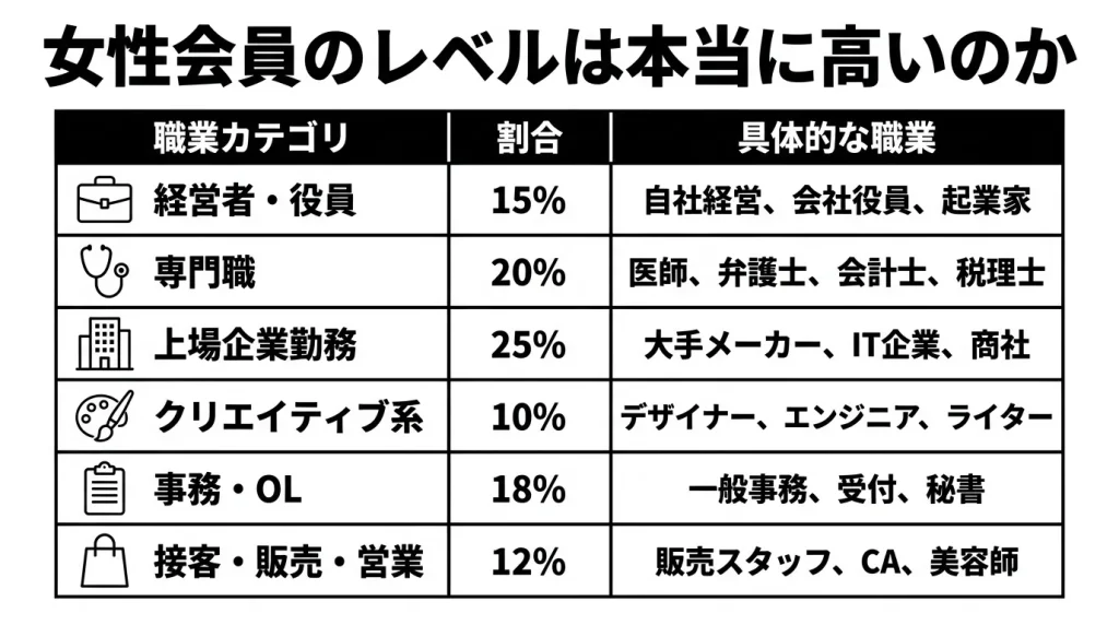 女性会員のレベルは本当に高いのか