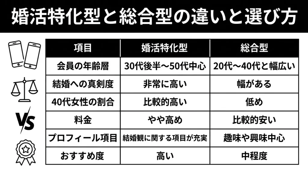 婚活特化型と総合型の違いと選び方