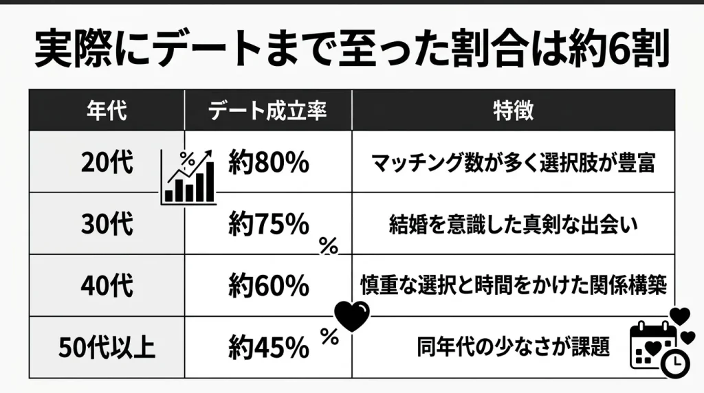 実際にデートまで至った割合は約6割