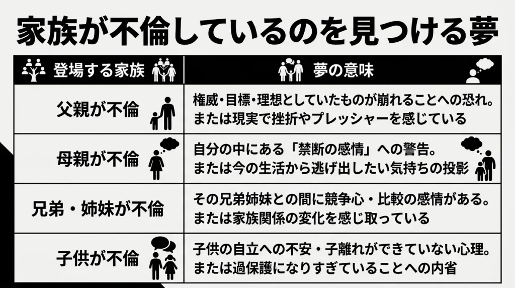家族が不倫しているのを見つける夢