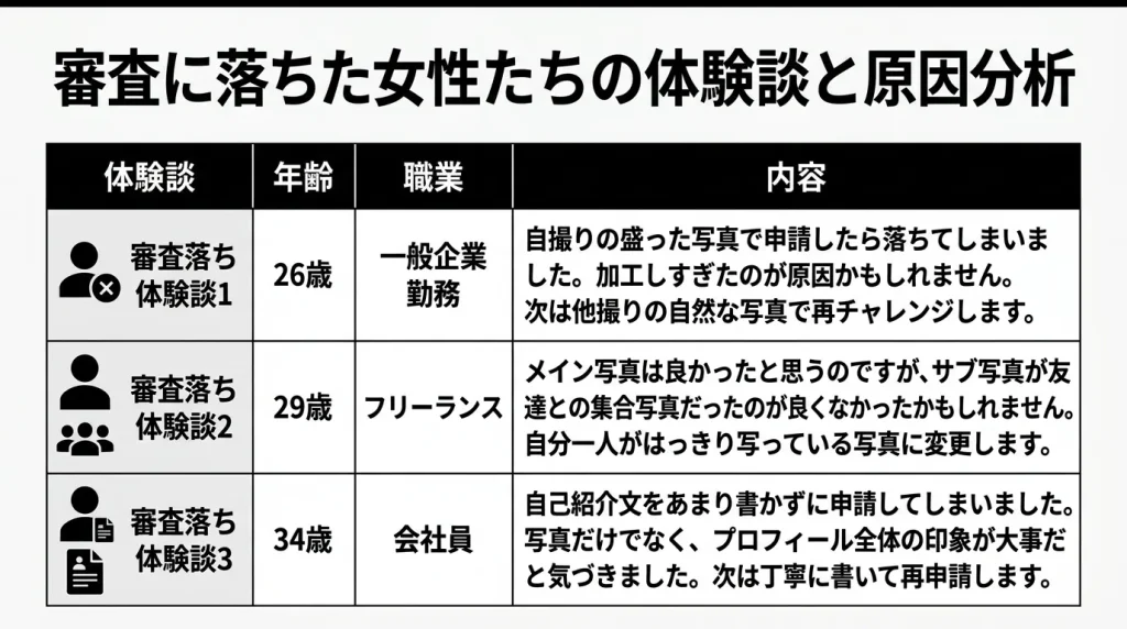 審査に落ちた女性たちの体験談と原因分析