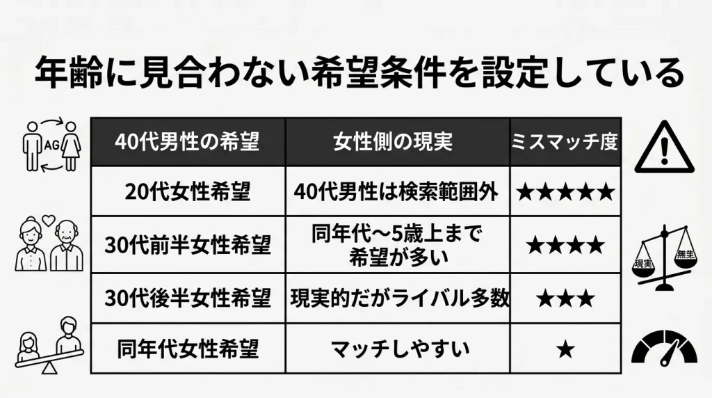 年齢に見合わない希望条件を設定している