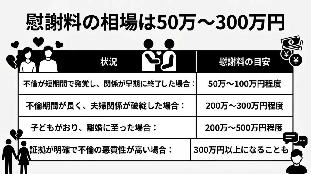 慰謝料の相場は50万〜300万円