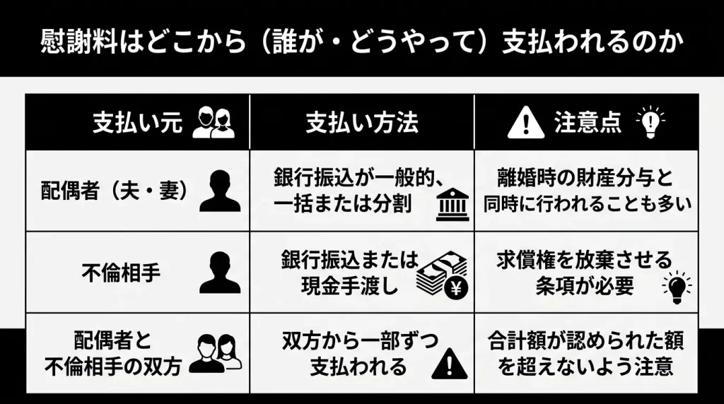 慰謝料はどこから（誰が・どうやって）支払われるのか