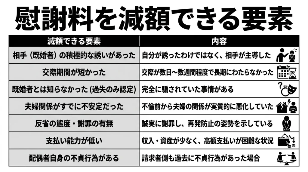 慰謝料を減額できる要素