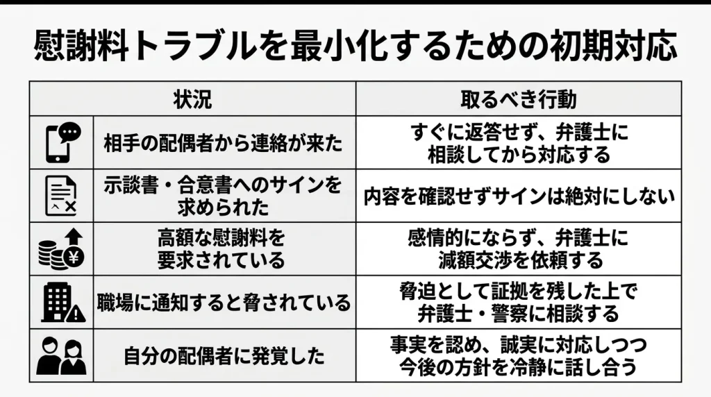 慰謝料トラブルを最小化するための初期対応