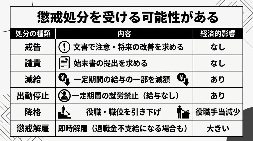 懲戒処分を受ける可能性がある