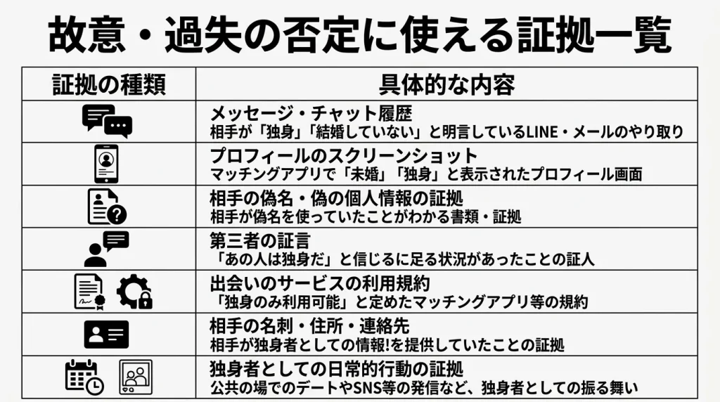 故意・過失の否定に使える証拠一覧