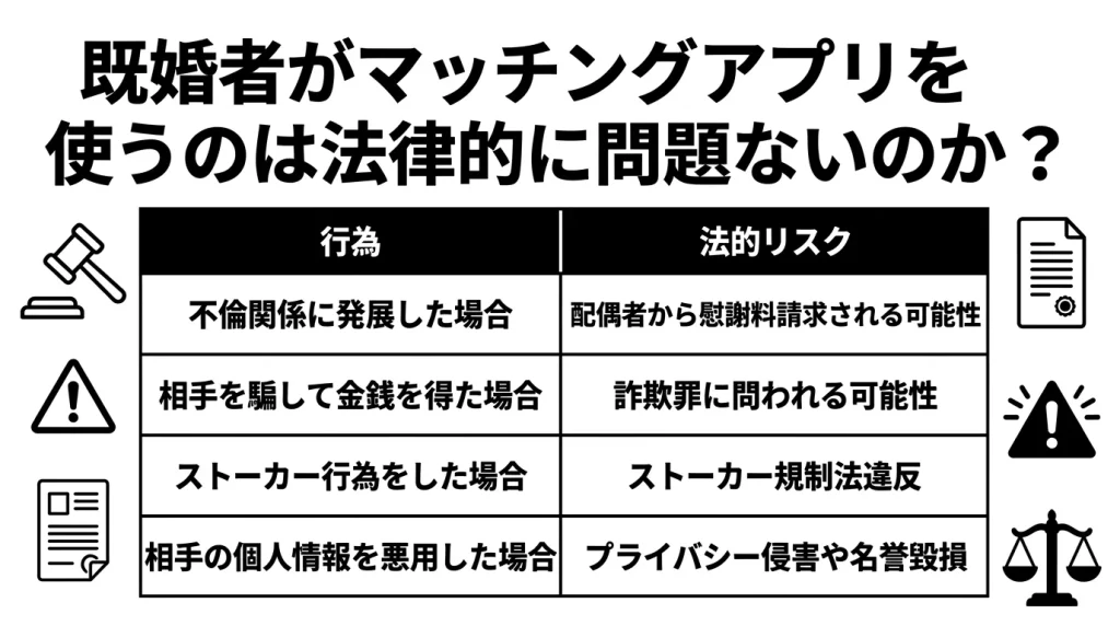 既婚者がマッチングアプリを使うのは法律的に問題ないのか？