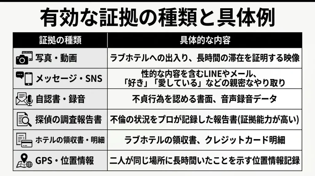 有効な証拠の種類と具体例